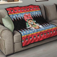 Antigua and Barbuda Christmas Quilt Coat Of Arms With Snowman - Wonder Print Shop