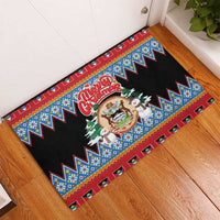 Antigua and Barbuda Christmas Rubber Doormat Coat Of Arms With Snowman - Wonder Print Shop