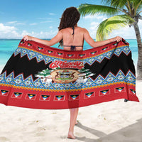 Antigua and Barbuda Christmas Sarong Coat Of Arms With Snowman - Wonder Print Shop