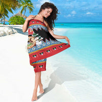 Antigua and Barbuda Christmas Sarong Coat Of Arms With Snowman - Wonder Print Shop