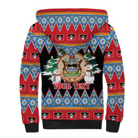 Personalized Antigua and Barbuda Christmas Sherpa Hoodie Coat Of Arms With Snowman - Wonder Print Shop