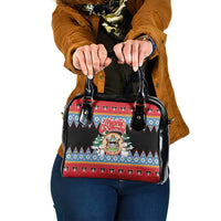 Antigua and Barbuda Christmas Shoulder Handbag Coat Of Arms With Snowman - Wonder Print Shop