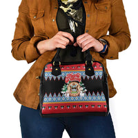 Antigua and Barbuda Christmas Shoulder Handbag Coat Of Arms With Snowman - Wonder Print Shop