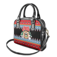 Antigua and Barbuda Christmas Shoulder Handbag Coat Of Arms With Snowman - Wonder Print Shop
