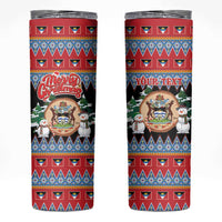 Personalized Antigua and Barbuda Christmas Skinny Tumbler Coat Of Arms With Snowman - Wonder Print Shop