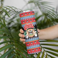 Personalized Antigua and Barbuda Christmas Skinny Tumbler Coat Of Arms With Snowman - Wonder Print Shop