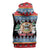 Personalized Antigua and Barbuda Christmas Sleeveless Hoodie Coat Of Arms With Snowman - Wonder Print Shop