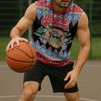 Personalized Antigua and Barbuda Christmas Sleeveless Hoodie Coat Of Arms With Snowman - Wonder Print Shop