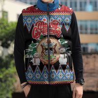 Personalized Antigua and Barbuda Christmas Sleeveless Puffer Jacket Coat Of Arms With Snowman - Wonder Print Shop