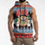 Personalized Antigua and Barbuda Christmas Sleeveless Zip Hoodie Coat Of Arms With Snowman - Wonder Print Shop