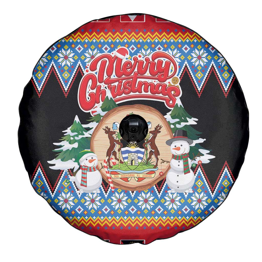 Antigua and Barbuda Christmas Spare Tire Cover Coat Of Arms With Snowman - Wonder Print Shop