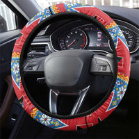Antigua and Barbuda Christmas Steering Wheel Cover Coat Of Arms With Snowman - Wonder Print Shop