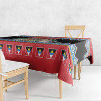 Antigua and Barbuda Christmas Tablecloth Coat Of Arms With Snowman - Wonder Print Shop