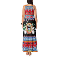 Personalized Antigua and Barbuda Christmas Tank Maxi Dress Coat Of Arms With Snowman - Wonder Print Shop
