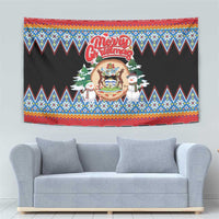 Antigua and Barbuda Christmas Tapestry Coat Of Arms With Snowman - Wonder Print Shop