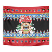 Antigua and Barbuda Christmas Tapestry Coat Of Arms With Snowman - Wonder Print Shop
