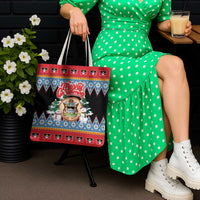 Antigua and Barbuda Christmas Tote Bag Coat Of Arms With Snowman - Wonder Print Shop