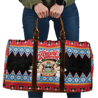 Antigua and Barbuda Christmas Travel Bag Coat Of Arms With Snowman - Wonder Print Shop
