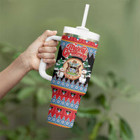Personalized Antigua and Barbuda Christmas Tumbler With Handle Coat Of Arms With Snowman - Wonder Print Shop