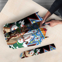 Antigua and Barbuda Christmas Umbrella Coat Of Arms With Snowman - Wonder Print Shop