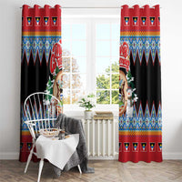Antigua and Barbuda Christmas Window Curtain Coat Of Arms With Snowman - Wonder Print Shop