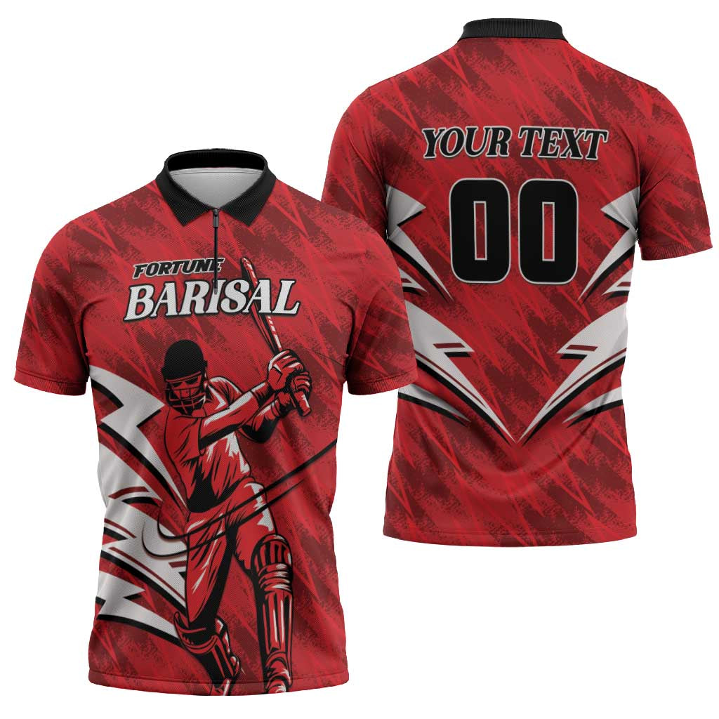 Custom Barishal Cricket Fortune Zipper Polo Shirt Southern Army Champions - Wonder Print Shop