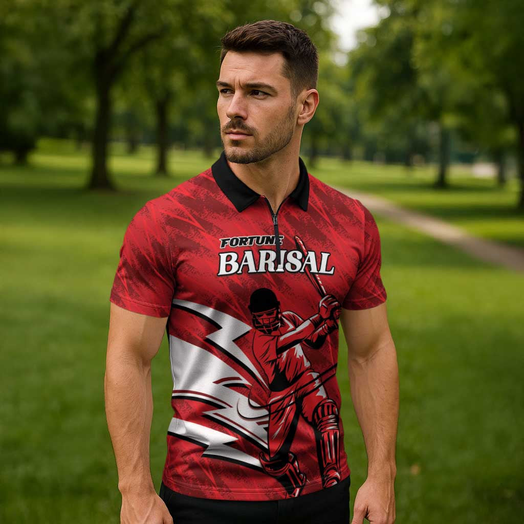 Custom Barishal Cricket Fortune Zipper Polo Shirt Southern Army Champions - Wonder Print Shop