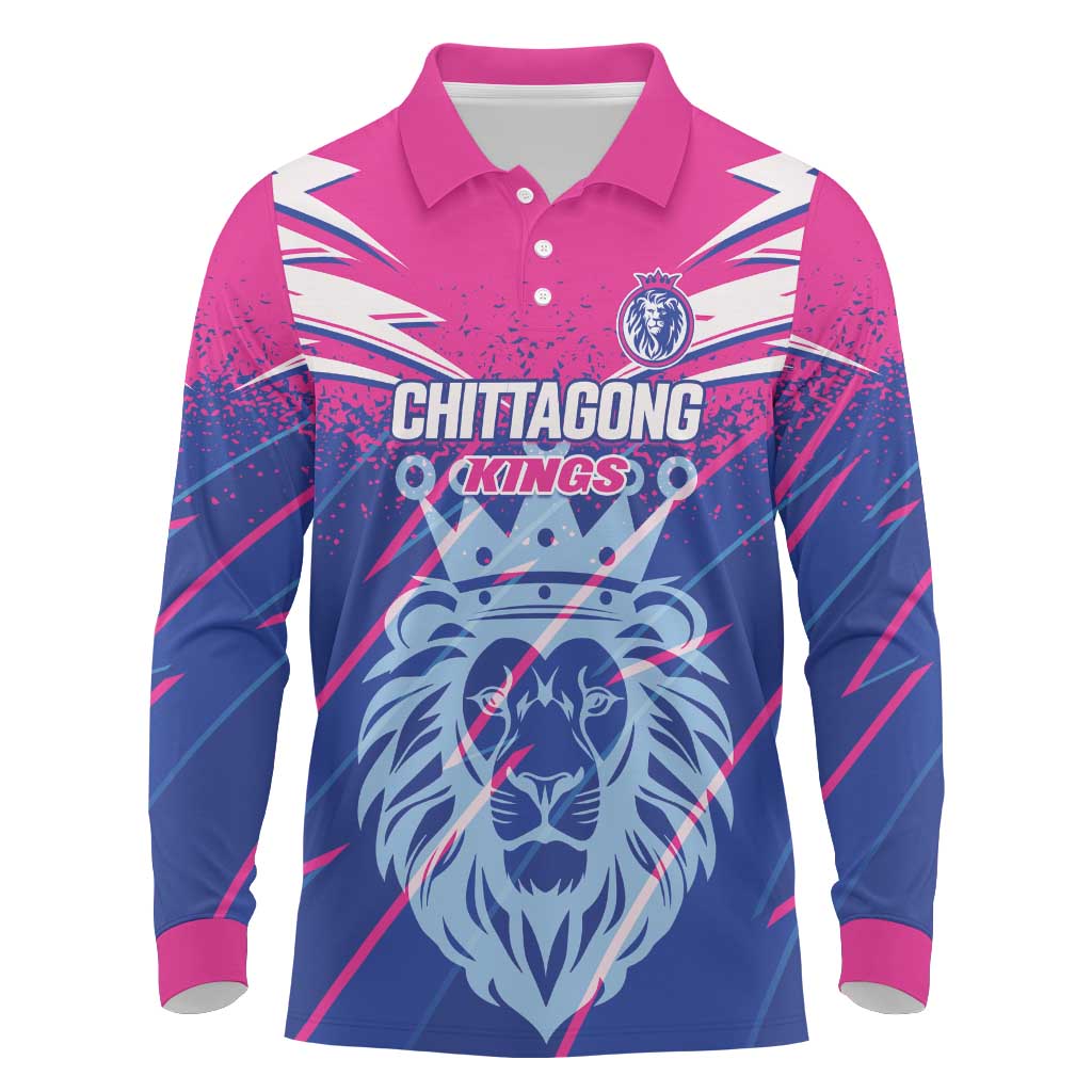Custom Chittagong Cricket Long Sleeve Polo Shirt Faith Honour Strength - Wonder Print Shop