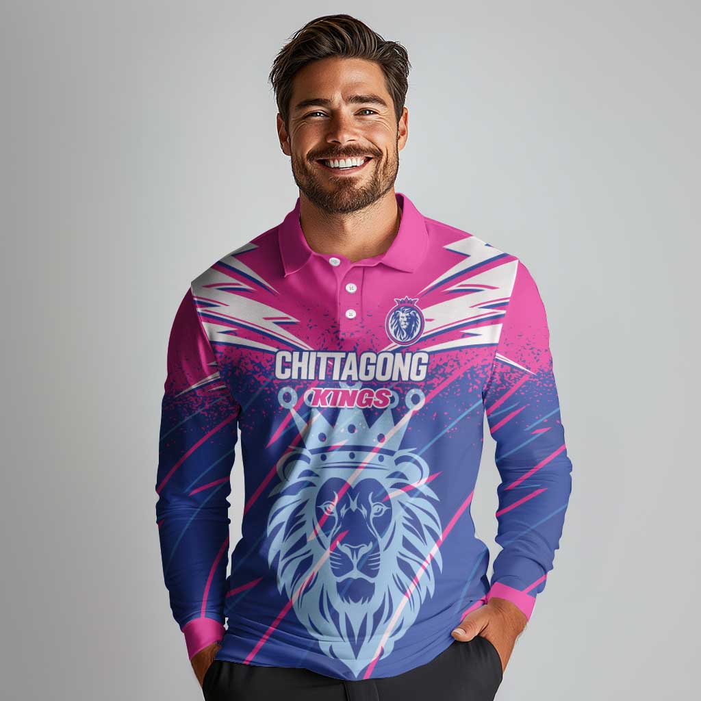 Custom Chittagong Cricket Long Sleeve Polo Shirt Faith Honour Strength - Wonder Print Shop