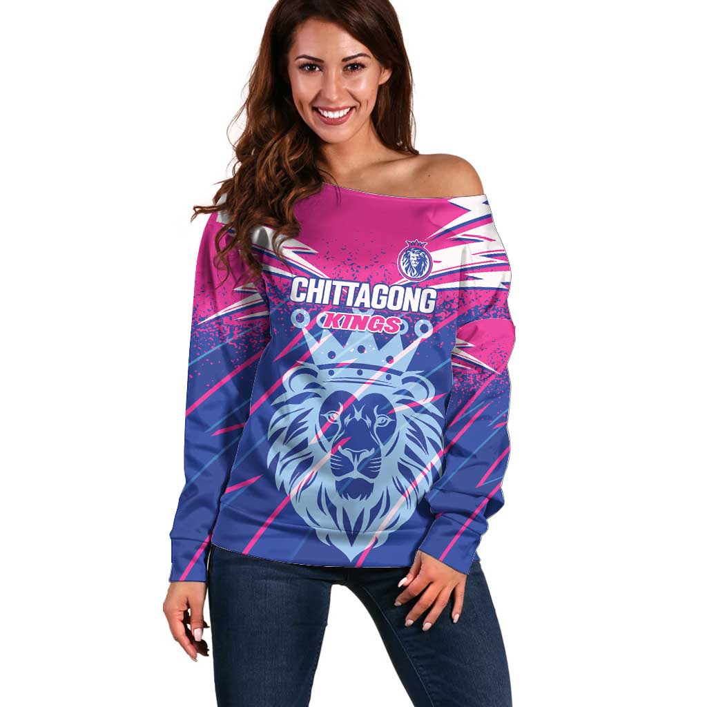 Custom Chittagong Cricket Off Shoulder Sweater Faith Honour Strength - Wonder Print Shop