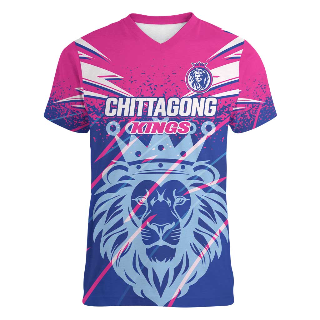 Custom Chittagong Cricket Women V-Neck T-Shirt Faith Honour Strength - Wonder Print Shop