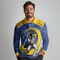 Custom Dhaka Cricket Capitals Long Sleeve Polo Shirt Together We Rise - Wonder Print Shop