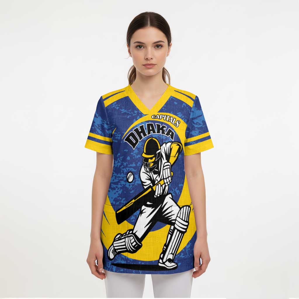 Custom Dhaka Cricket Capitals Scrub Top Together We Rise - Wonder Print Shop