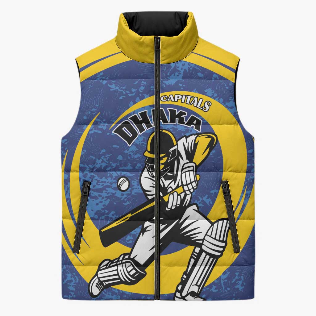 Custom Dhaka Cricket Capitals Sleeveless Puffer Jacket Together We Rise - Wonder Print Shop