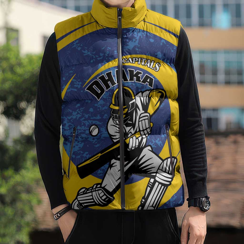 Custom Dhaka Cricket Capitals Sleeveless Puffer Jacket Together We Rise - Wonder Print Shop