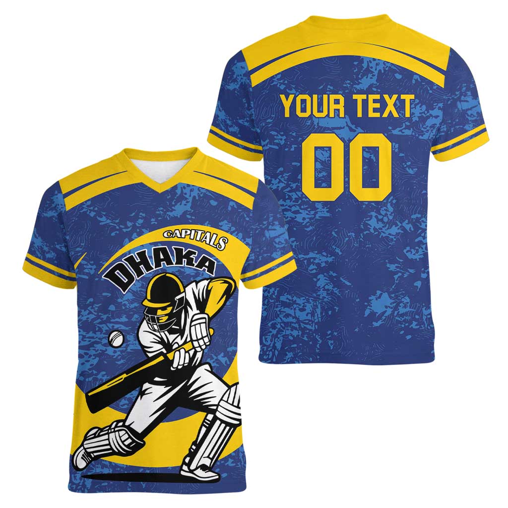 Custom Dhaka Cricket Capitals Women V-Neck T-Shirt Together We Rise - Wonder Print Shop