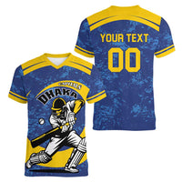 Custom Dhaka Cricket Capitals Women V-Neck T-Shirt Together We Rise - Wonder Print Shop