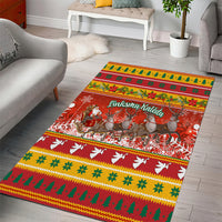 Custom Lithuania Christmas Area Rug Lietuva Santa Claus With Reindeer - Wonder Print Shop