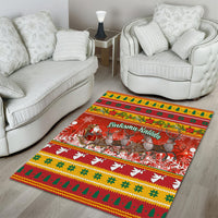 Custom Lithuania Christmas Area Rug Lietuva Santa Claus With Reindeer - Wonder Print Shop