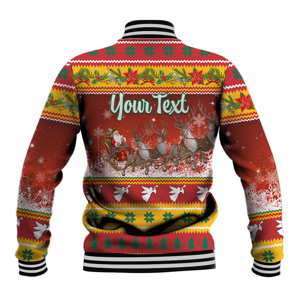 Custom Lithuania Christmas Baseball Jacket Lietuva Santa Claus With Reindeer - Wonder Print Shop