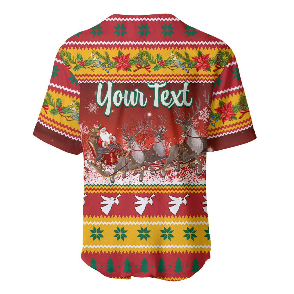 Custom Lithuania Christmas Baseball Jersey Lietuva Santa Claus With Reindeer - Wonder Print Shop