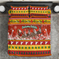Custom Lithuania Christmas Bedding Set Lietuva Santa Claus With Reindeer - Wonder Print Shop
