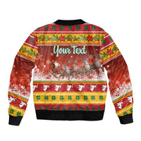 Custom Lithuania Christmas Bomber Jacket Lietuva Santa Claus With Reindeer - Wonder Print Shop