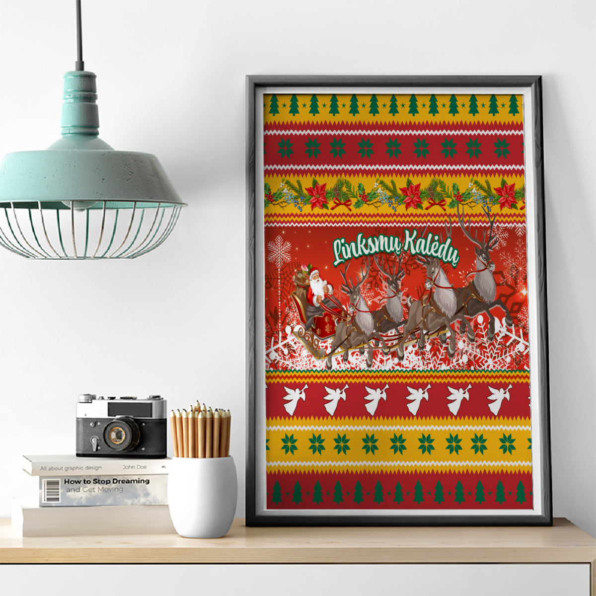 Custom Lithuania Christmas Canvas Wall Art Lietuva Santa Claus With Reindeer - Wonder Print Shop