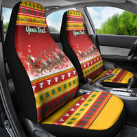 Custom Lithuania Christmas Car Seat Cover Lietuva Santa Claus With Reindeer - Wonder Print Shop