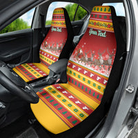 Custom Lithuania Christmas Car Seat Cover Lietuva Santa Claus With Reindeer - Wonder Print Shop