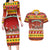 Custom Lithuania Christmas Couples Matching Long Sleeve Bodycon Dress and Hawaiian Shirt Lietuva Santa Claus With Reindeer - Wonder Print Shop