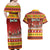 Custom Lithuania Christmas Couples Matching Off Shoulder Maxi Dress and Hawaiian Shirt Lietuva Santa Claus With Reindeer - Wonder Print Shop