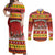 Custom Lithuania Christmas Couples Matching Off Shoulder Maxi Dress and Long Sleeve Button Shirt Lietuva Santa Claus With Reindeer - Wonder Print Shop