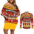 Custom Lithuania Christmas Couples Matching Off Shoulder Short Dress and Long Sleeve Button Shirt Lietuva Santa Claus With Reindeer - Wonder Print Shop